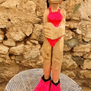 Frau mit Taucherbrille neon pink